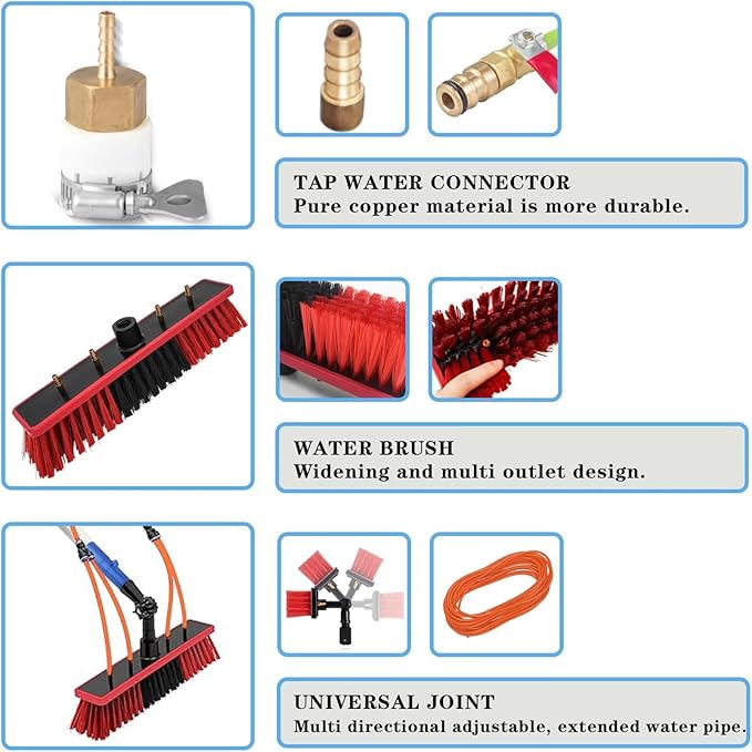 Outdoor high Window Cleaner car Glass Solar Panel Cleaning System Water Supply Brush Telescopic Pole kit50cm600cm