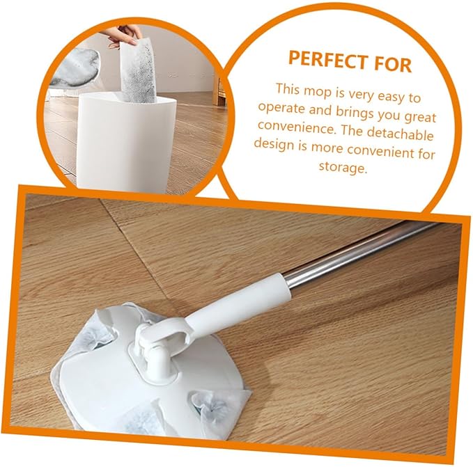 OUNONA Retractable Dust Mop for Floor Cleaning White Triangular Dry Dust Mop with Extendable Handle for Household and Hardwood Floors