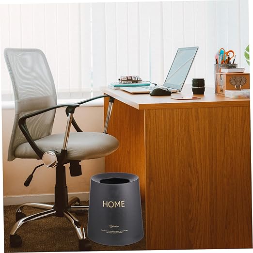 PRETYZOOM Lidless Round Trash Can Double-Layer Garbage Container for Bedroom Office and Bathroom Nordic Style Waste Basket Eco-Friendly Design Compact Black