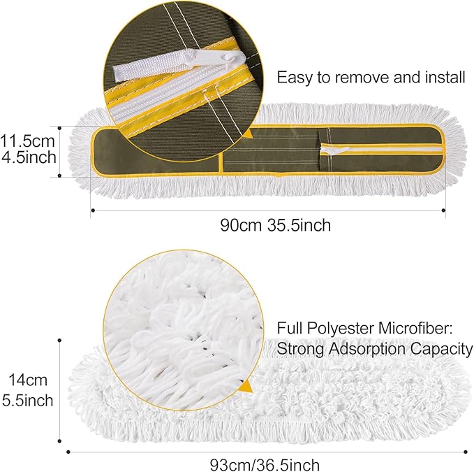 36 Microfiber Mop Pads 2 Pieces Just Fit CLEANHOME Industrial Dust Mop: B08R3F1ZZMGreen