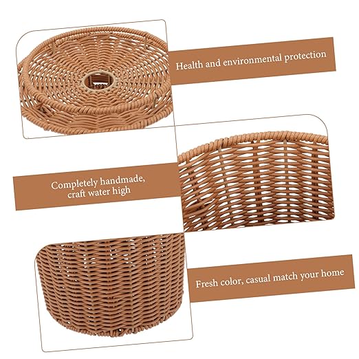 CHILDWEET Bedroom Trash Can Decorative Elegant Wicker Storage Basket Small Size Easy to Room Bathroom