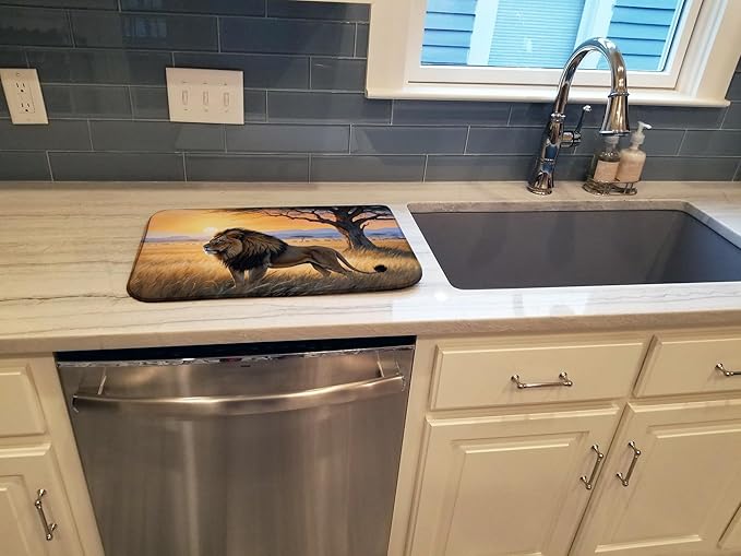 Caroline's Treasures Lions at Dawn Dish Drying Mat Absorbent Dish Drying Mat Pad for Kitchen Counter Dish Drainer Mat for Countertop 14 x 21 Multicolor