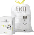 EKO 21 Gallon / 50-90 Liter110 CountDrawstring Trash Bags Extra-Strong Unscented Garbage Bags Easy-Dispense Roll for Kitchen &amp Household Use Resists Tears Leaks and Punctures Code G White