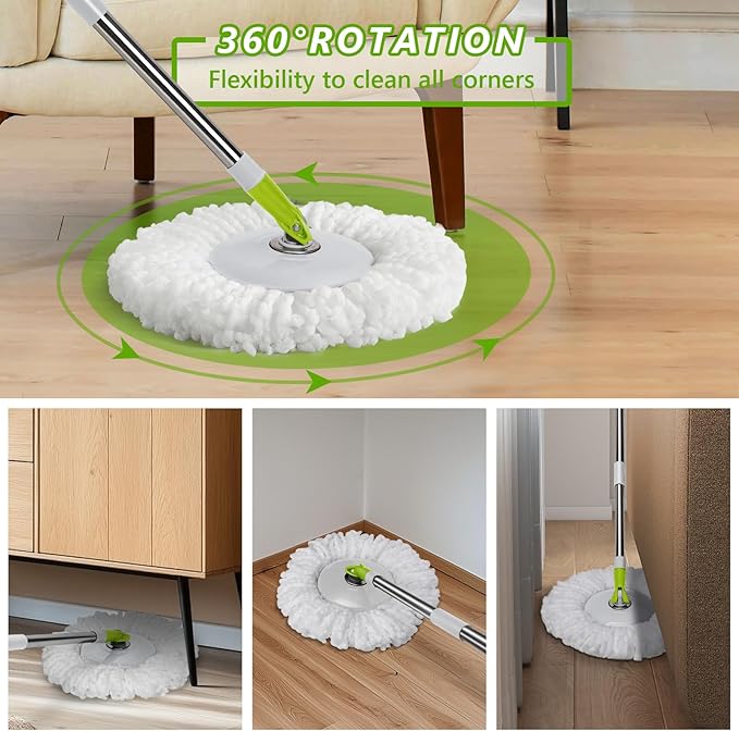 Spin Mop Bucket SystemMasthome 360°Spin Mop and Bucket with Wringer SetEasyWring Microfiber Mop with 3 Mop PadsSpinning Floor Cleaning System for Floor Cleaning - Home &amp Office Suitable