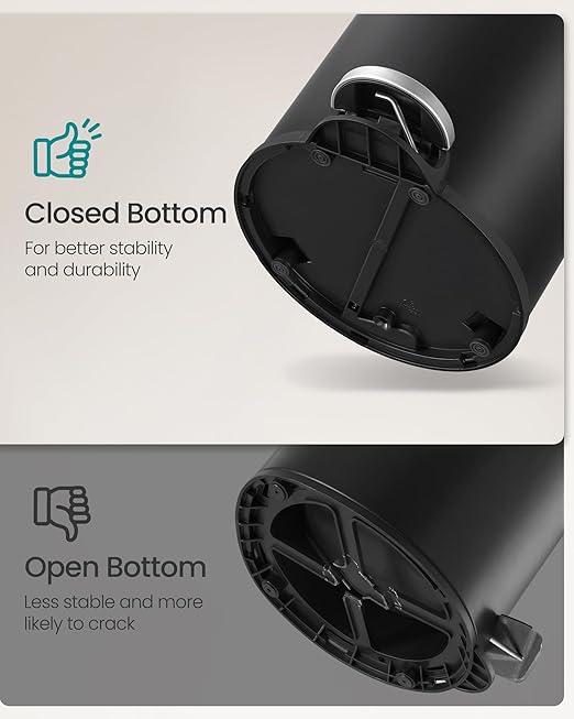 SONGMICS Bathroom Trash Can 1.6 Gallon (6 L) Small Toilet Garbage Bin with Lid Soft-Close Stainless Steel Pedal Inner Bucket Bedroom Ink Black ULTB016BZ01