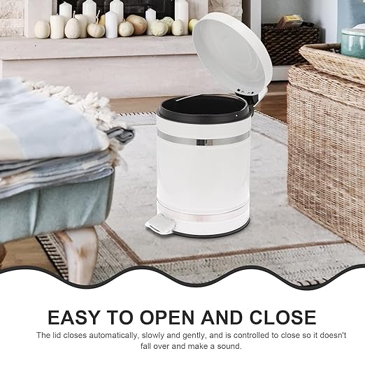 Sosoport Step-on Trash Can with Lid 5.3 Gallon Round Roman Pattern Pedal Garbage Bin Iron Industrial Style Waste Basket for Bathroom and Home Office Use