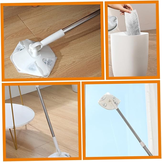 Retractable Household Dust Mop with Rotatable Head Non-Slip Handle Versatile for Hardwood Ceramic Tile Floors Compatible with Face Towel Cover Floor Cleaning Tool