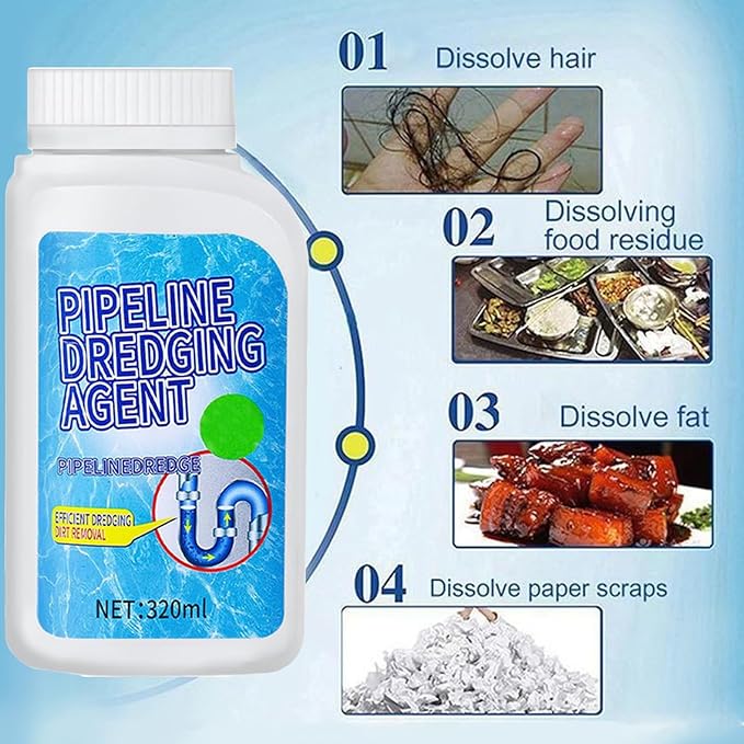 Powerful Pipe Dredging Agent Pipeline Dredging Agent Sink and Drain Cleaner for Kitchen and Toilet Pipelines Pipe Drain Clog Remover (2PC)