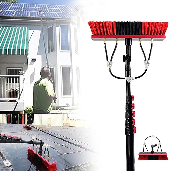 3.6m~10.8m Extendable Water Fed Pole Kit Professional Solar Panel Window Cleaner Telescopic Window Glass Cleaning Brush &amp Pole Kit Truck Caravan Spray Washer Washing Equipment