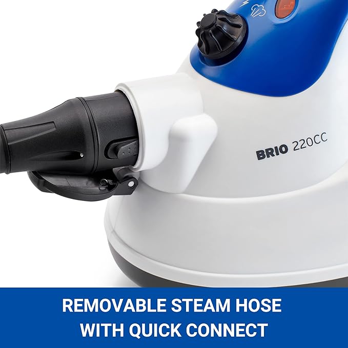 Brio 220CC Canister Steam Cleaner - Steamer for Cleaning Tile Grout Hardwood Floor Freshens Carpet Cars and Automobiles with 65 PSI Pressure