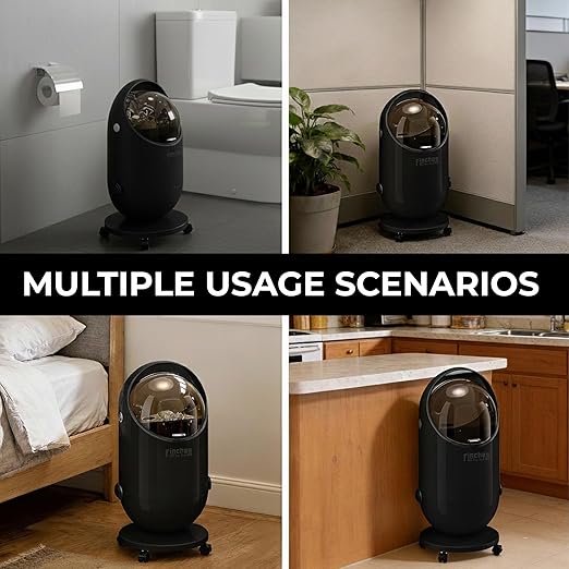 FINCHESCLUB Trash Can with Rolling Lid Small Waste Basket with Removable Wheels Modern Garbage Can for Home Kitchen Office Bathroom Decor - 15L / Black