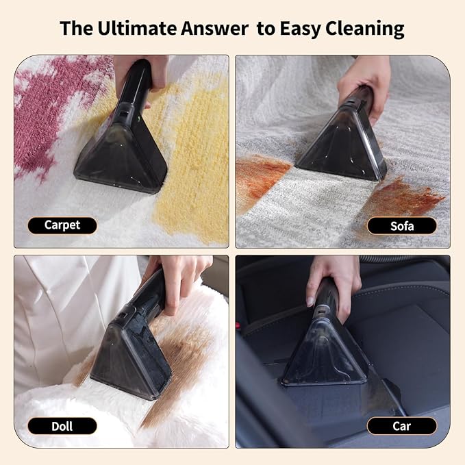 Miniboo Carpet Cleaner Compact &amp Powerful Upholstery Cleaner MachinePortable Spot with 360°Wheels 1.3-inch Deep Stain Small Rug Cleaner for Car Stairs Couches. Black