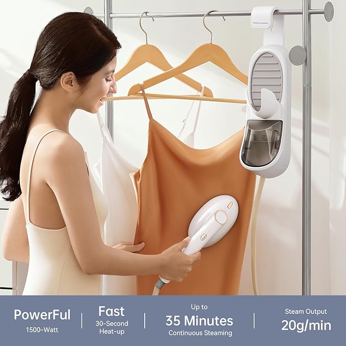 Steamer for Clothes 1500W Large Soleplate Clothes Steamer Iron Detachable 400ml Water Tank Garment Steamer Professional Steam Iron 20s Rapid Heat Up Fabric Wrinkles Remover and Auto-Off