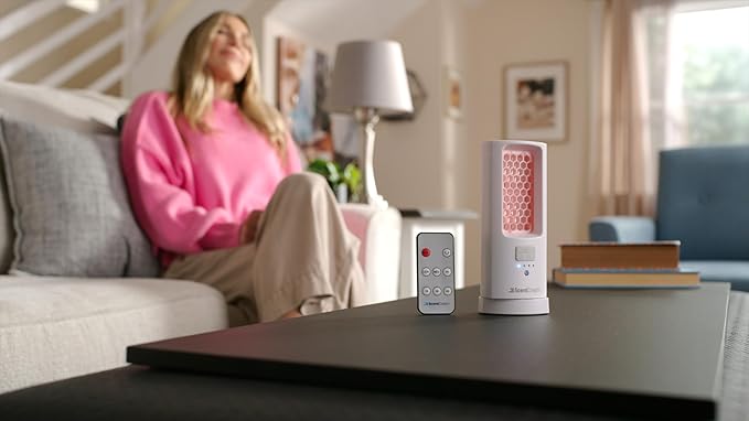 Starter Kit Cordless Rechargeable Air Freshening System Non Toxic Aroma Pods Oscillates 180° Includes Remote Control and (4) Scent Pads Refills 120 Day Supply Home Bathroom Patent Pending