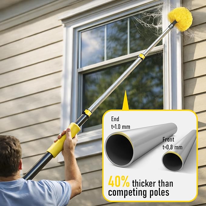 20 Foot High Ceiling Duster Kits with 5-12ft Heavy Duty Extension Pole High Reach Duster for CleaningMicrofiber Feather DusterCobweb DusterCeiling Fan DusterWindow Squeegee &amp Cleaner