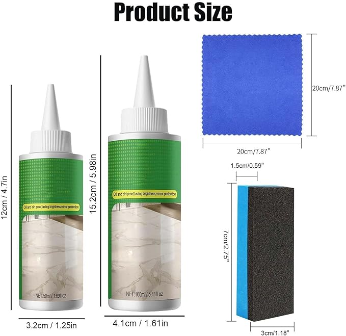 Nano Crystal Coating Agent For Tile &amp Furniture Nano Meter Crystal Plating Agent Quartz Marble Stone Polish Cleaner Long-Lasting Polishing Fast Drying (2Pcs)