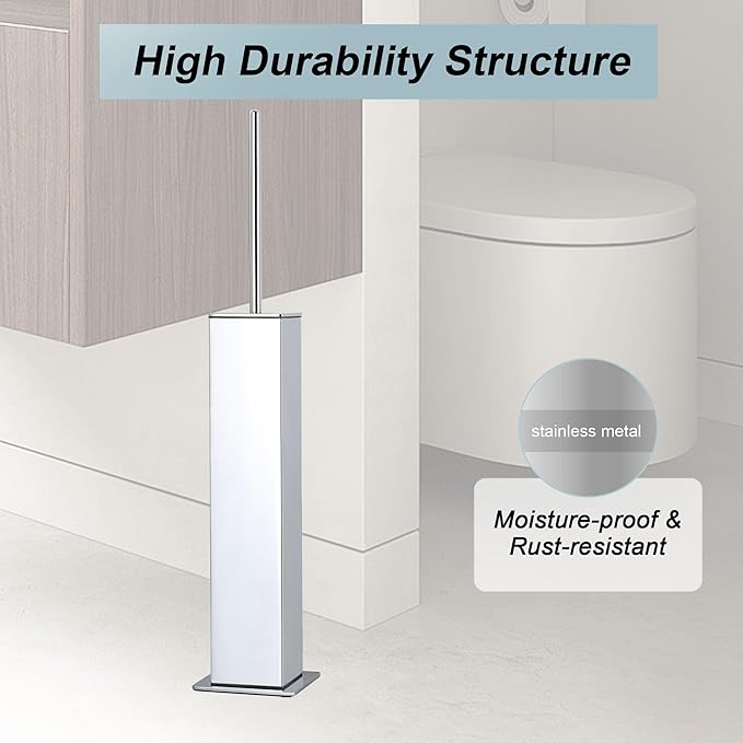 Chrome Toilet Brush and HolderToilet Bowl Brush with Extra Long Handle