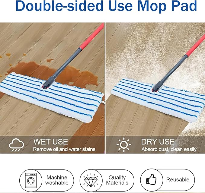 4 Pack Microfiber Mop Pads for O Cedar Mop Replace Head Flip Mop Refills Compatible with O-Cedar Hardwood Floor 'N More Reusable &amp Washable Mop Covers for Dry/Wet Use
