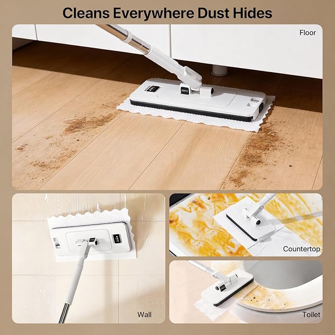 Large Lazy Mop 2-in-1 Convertible Mini Mop Universal Scrubbing Cloths All-Purpose Cleaning Tool for Tile Hardwood Marble Floors Walls &amp Ceilings