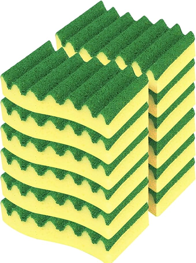 LOLA Heavy Duty Scrub Sponges 12 Pack Made in USA Superior Sponge Lasts up to 4X Longer Reusable Long Lasting Next Generation Cleaning