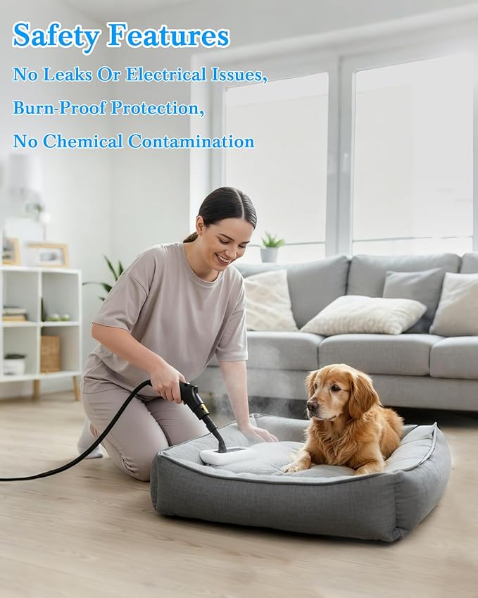 Steam Cleaner for Home - 1600ML Water Tank 15s Heat-Up Portable Steamer for Cleaning 6 Level Adjustable 2500W 45PSI 250°F Steam Handheld Steam Cleaner for Car Detailing Grease TileGrout