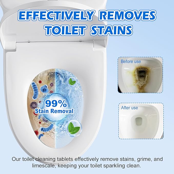 Automatic Toilet Bowl Cleaner Tablets–Fresh ScentLong-Lasting Clean–Safe for Tanks&ampPipes Deodorizing and Descaling –Bathroom Cleaner Against Tough Stains Keeps Bowl Clean Between Washes-50 PACK-1