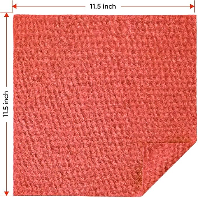HOMEXCEL Red Shop Towels 100 Pack Reusable Microfiber Cleaning Cloth Bulk Multipurpose Microfiber Towels for Cars House and Kitchen Highly Absorbent Cleaning Rags 11.5 x 11.5 inch
