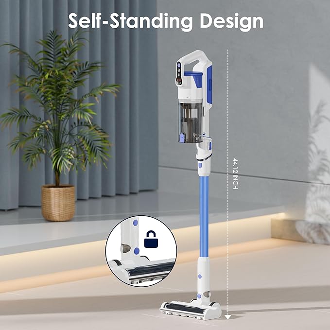 whall 88000RPM Cordless Vacuum CleanerUpgraded Strong Suction Brushless Motor Cordless Stick Vacuum CleanerLightweight Handheld Vacuum for Home Pet Hair Carpet Hard Floorup to 45mins Runtime Blue