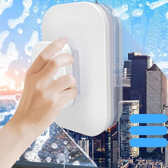 Double Sided Magnetic Window Cleaner Heavy Duty Strong Magnetic Glass Cleaner Brush Efficient Window Cleaning Tool for High Rise Windows Universal Size ABS Silicone Polyester