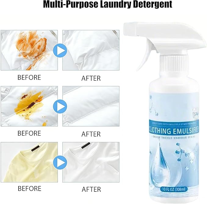 300ml Cleanse Natural Clothing EmulsifierNon Ionic Emulsifier Clothing CleanerPowerful Spot Remover Laundry Spray Fabric Conditioner Restore Faded Color (2PCS)
