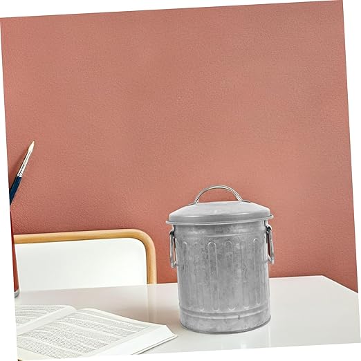 TEHAUX Small Bucket Shaped Garbage Can with Lid Creative Trash Bin for Home and Office Convenient Small Rubbish Wastebasket for Kitchen Bedroom Bathroom Farmhouse