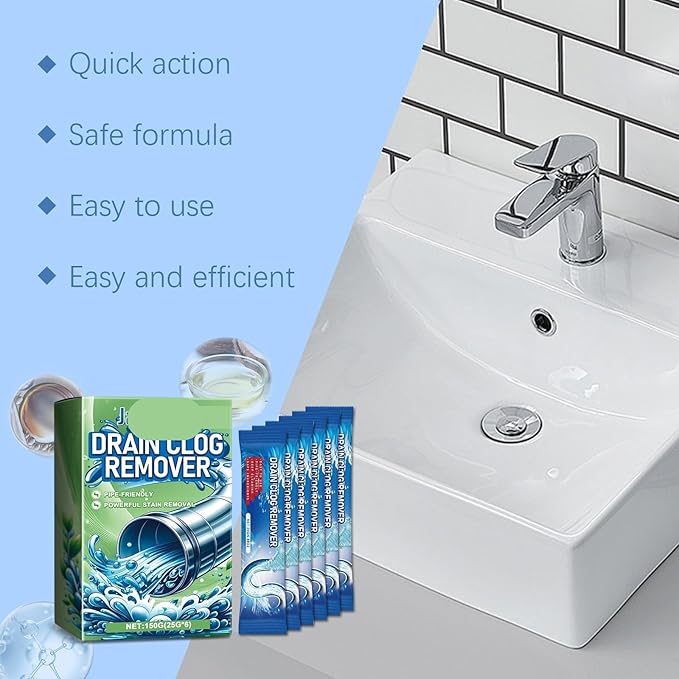 Drain Unclogging and Cleaning Powder - Kitchen &amp Bathroom Pipe Cleaner Removes Blockages Dirt Odors and Leaves A Fresh Scent(2PCS)