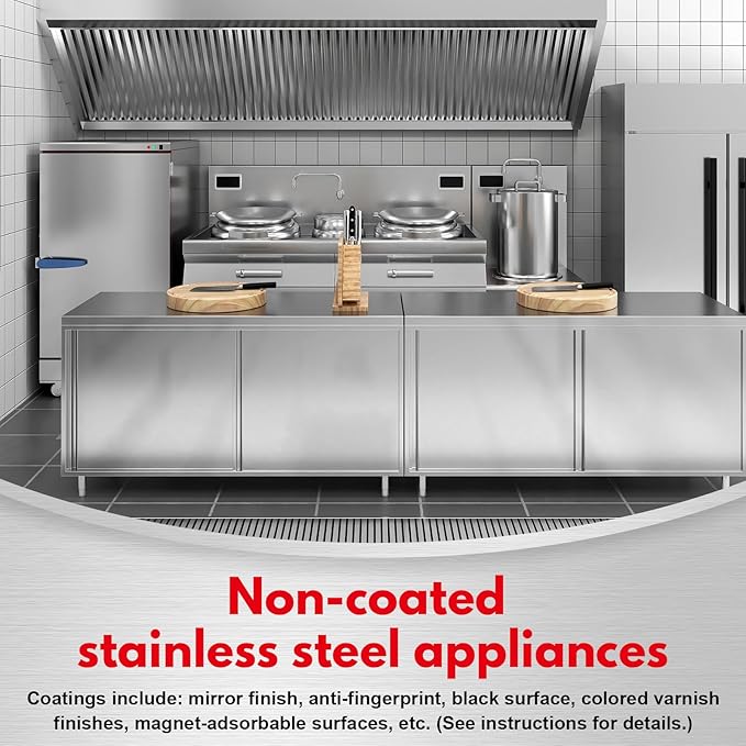 Stainless Steel Scratch Remover Kit Removes Deep Scratches from Sinks Ranges Fridges Stoves &amp Appliances Restores Like-New Finish for Non-Coated Stainless Steel with 3 Pads Compound Handl
