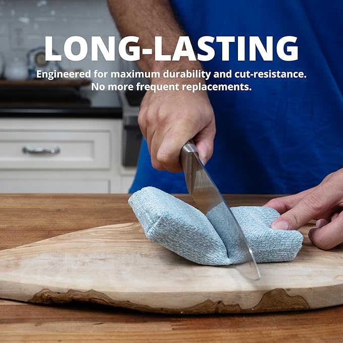 Grill Rescue Heavy Duty Kitchen Sponge - Lasts 20x Longer Scratch-Free Safe for Non-Stick Cookware - Cut Resistant Versatile Household Bathroom &amp Outdoor Cleaning Supplies (5 Blue)