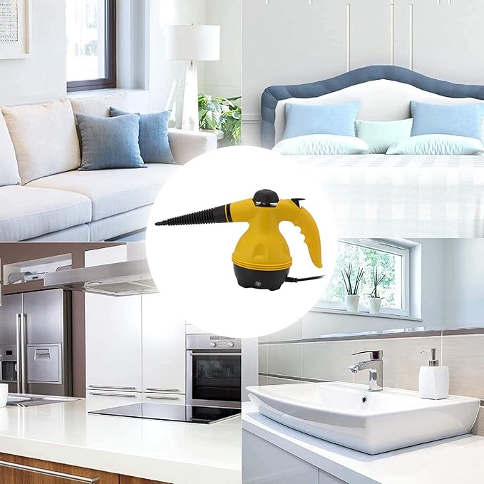 Handheld Steam Cleaner 1000W Multi-Purpose &amp Powerful Home Use Steamer for Cleaning Car Bathroom Shower Upholstery Grout Window