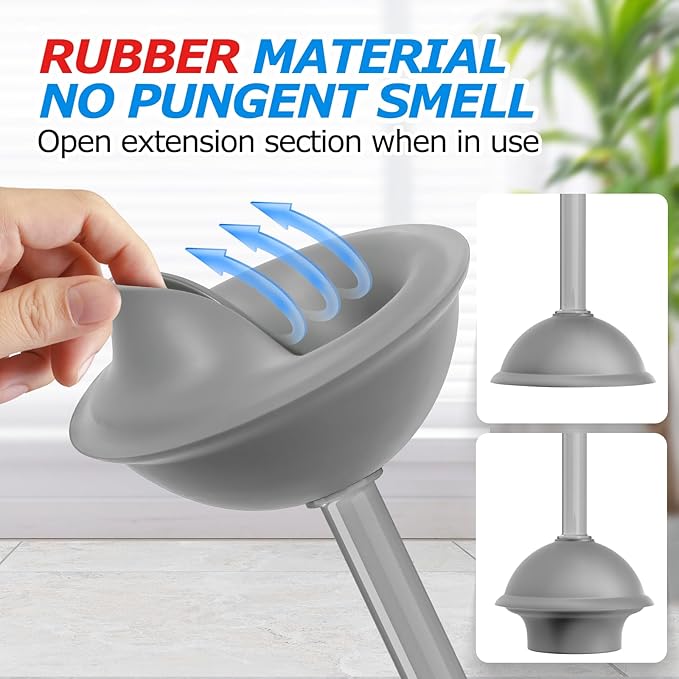 2Pack 2 in 1 Toilet Brush and Plunger Set Extended Handle PlungerToilet Bowl Brush Plunger SetBathroom Cleaning Tools Toilet Brush Plunger ComboCleaning BrushCleaning Supplies（Dark Grey）