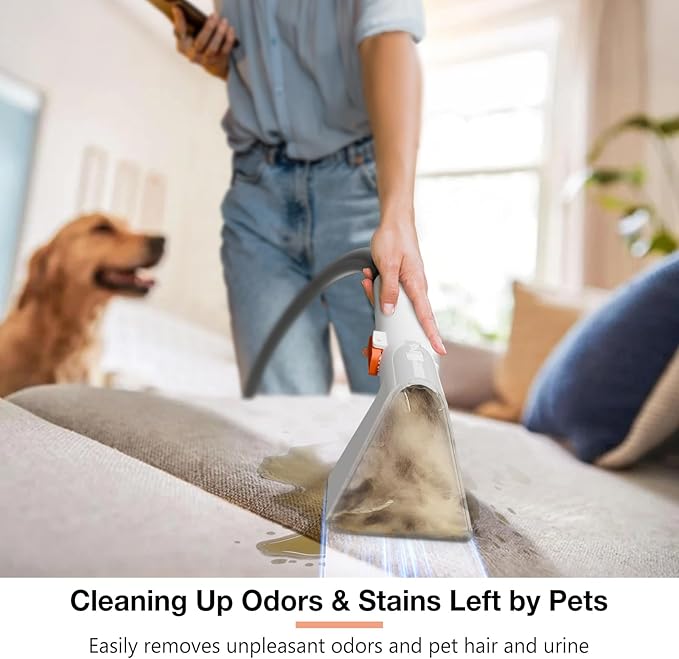 Portable Carpet and Upholstery Cleaner Machine - Multi-Surface Cleaner Couch &amp Rug Shampooer with Powerful Suction Handheld Cleaner for Pets Spot Stain Car &amp Auto Detailer 2 Cleaning Too