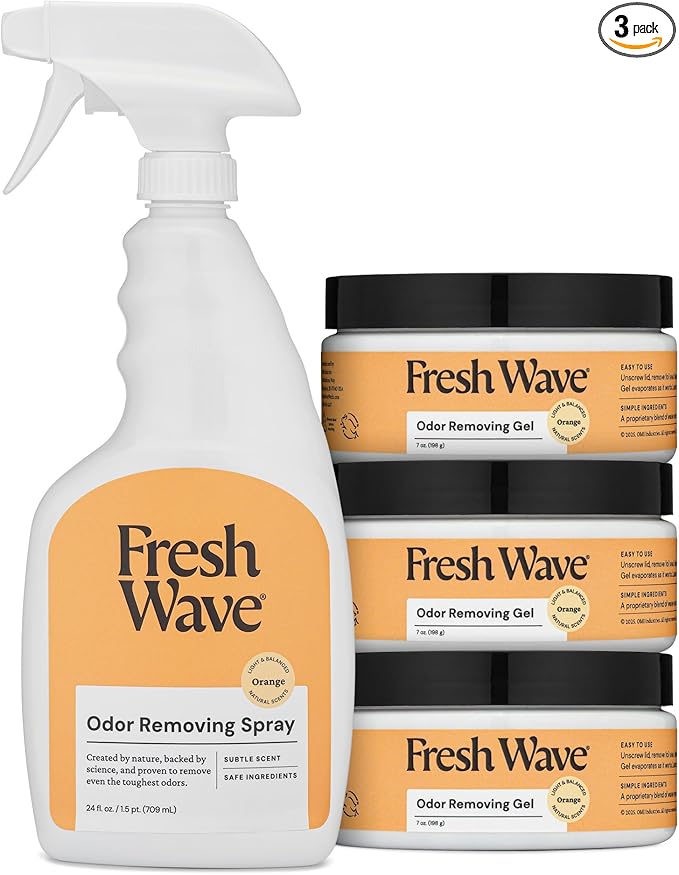 Orange Home Odor Solutions Bundle 3-Pack 7 oz. Gel &amp 24 fl. oz. Spray