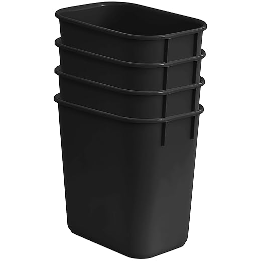 Acrimet Wastebasket Deskside Bin 3.25 Gallon/13 Quart/12 Liter (Plastic) (Black Color) (Set of 8)