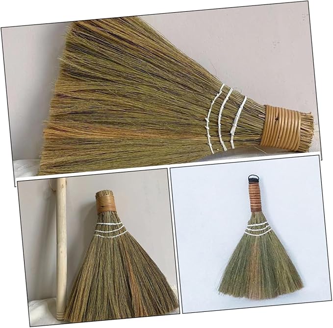 PRETYZOOM Handmade Bamboo Broom Set 2pcs Woven Broom for Home Cleaning Indoor Use Kitchen Living Room Dust Removal