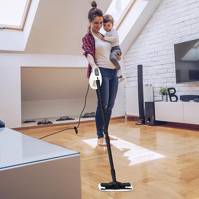 GOFLAME Multipurpose Handheld Steam Cleaner 1400W Pressurized Steamer with 17 Pieces Accessory Set 350 ml Portable Steam Mop for Home Floor Carpet Window Car (Grey)