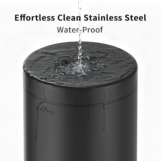 mVm Bathroom Trash Can1.3 Gallon/5 Lliter Small Trash Can with Lid and Foot PedalSoft-CloseAnti-Fingerprin.Step Round Stainless Steel Garbage Can for BathroomBedroomOfficeLiving Room(Black)