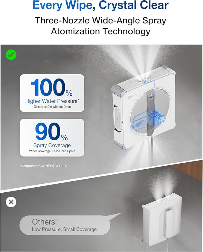 ECOVACS WINBOT W2S Omni Window Cleaning Robot with 6-in-1 Multifunction Station TruEdge Edge-to-Edge Precision Triple Wide-Angle Spray Nozzles 12-Level Safety System Dual Power Modes