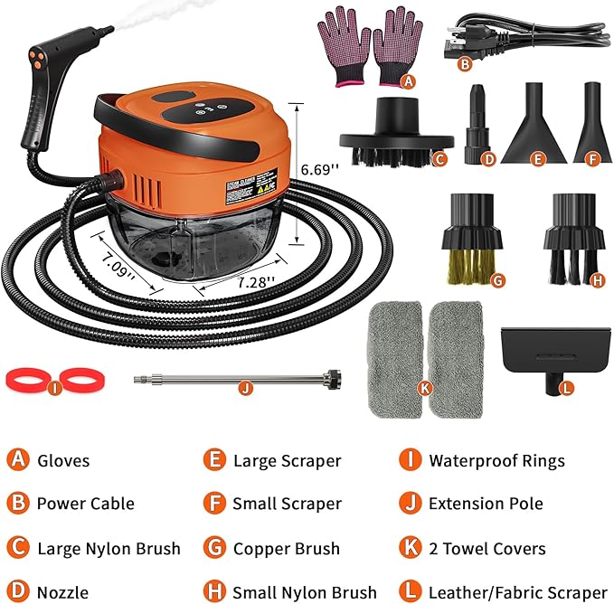 Handheld Steam Cleaner for Home 2500W High Temperature Pressurized Machine 1.7L Water Tank Handle-controlled Steam Output Portable Cleaning Steamer for Car Bed Bugs Furniture Grout Red