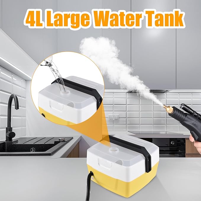 1800W Handheld Steam Cleaners for Home Use 4L Capacity High Temperature Fast Heating 5 Bar High Pressure Steamer Cleaner with Voice Prompt for Car Kitchen Air Conditioner Washing Machine