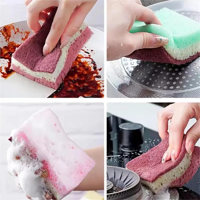High density sponge cleaning cloth dishwashing cloth non greasy kitchen and catering supplies sponge brush pot and bowl(10pc)