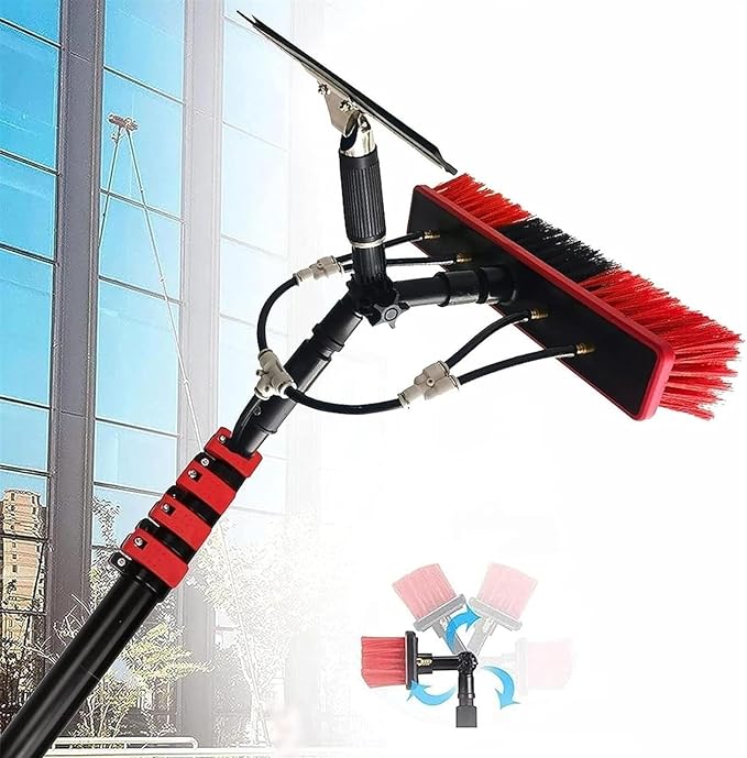 Telescopic Window Cleaner Window Cleaning Pole Water Fed Pole KitWindow Cleaning Brush Solar Panel Cleaning Tool Telescopic Brush Extendable Cleaner Water Fed Brush Spray Washer for Window