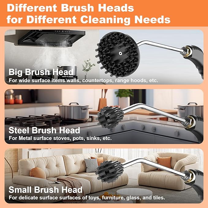 Steam Cleaner Pressurized Handheld Steam Cleaner for Home Multipurpose Steamer for Cleaning Floor/Car/Bathroom/Shower/Upholstery/Grout/Window/Grease 10s Heat Up Steam Adjustable