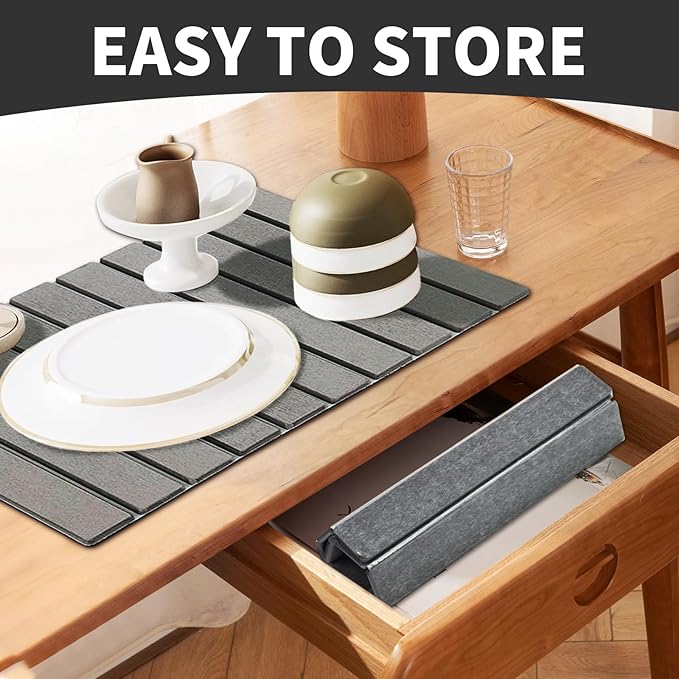 Large Stone Dish Drying Mat for Kitchen Counter 24 x 16 Stone Drying Mat Foldable Quick Dry Absorbent Diatomaceous Earth Bath Mat Countertop Fast Dry Pad for Kitchen Dishes Bottles Cups Bathroom