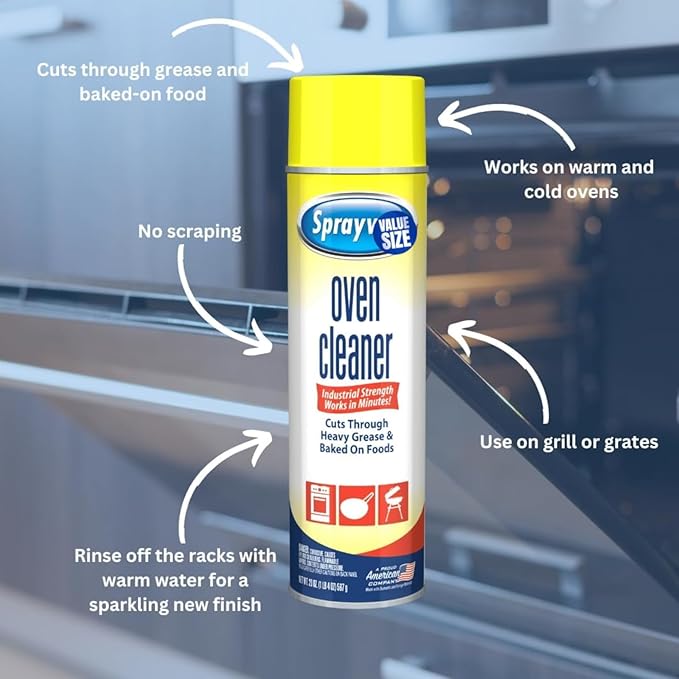 Oven &amp Grill Cleaner Spray Removes Oil &amp Grease 20 Oz (Pack of 2) bundled with Stainless Steel Scrubber
